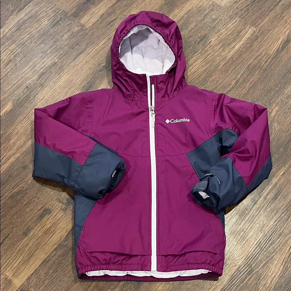 Columbia Girls' Plum and Navy Hooded Insulated Winter Jacket